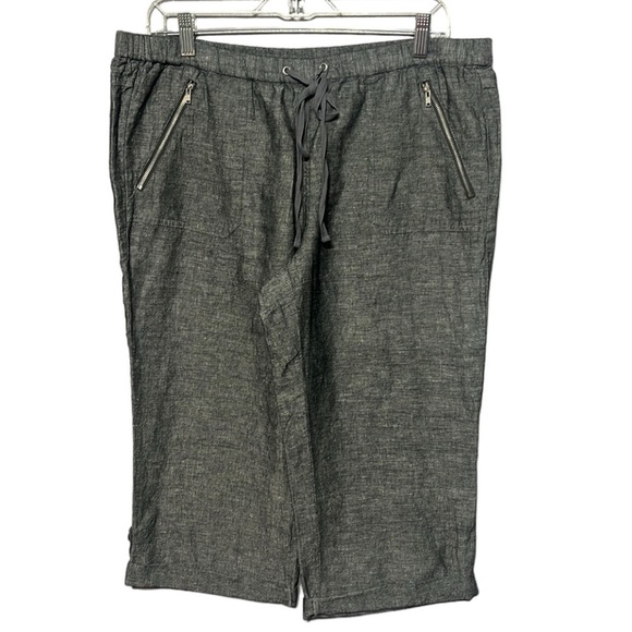 New York & Company Linen Blend Cropped Pants Relaxed-Fit Pull-On Capris Medium - Picture 1 of 11